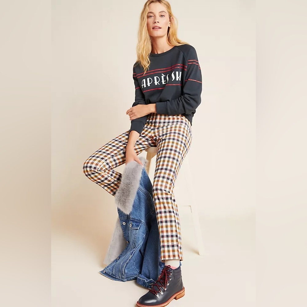 Anthropologie The Essential Skinny Kick Flare Corduroy Pants in‎ Plaid.